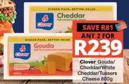 Checkers Clover Gouda/Cheddar/White Cheddar/Tussers Cheese offer