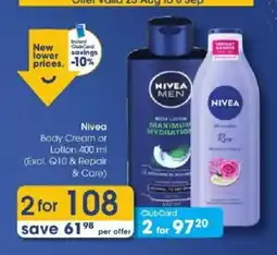 Clicks Nivea Body Cream or Lotion offer