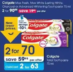 Clicks Colgate Total Toothpaste offer