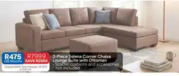 OK Furniture 3-Piece Selena Corner Chaise Lounge Suite with Ottoman offer