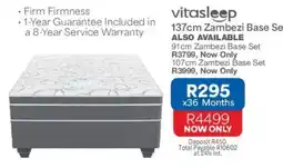 OK Furniture vitasleep 137cm Zambezi Base Set offer