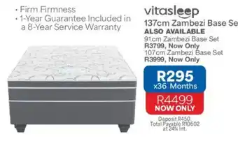 Vitasleep 137cm Zambezi Base Set