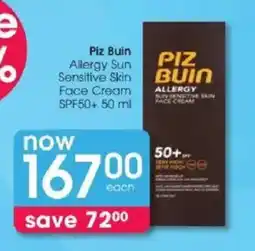 Clicks Piz Buin Allergy Sun Sensitive Skin Face Cream offer