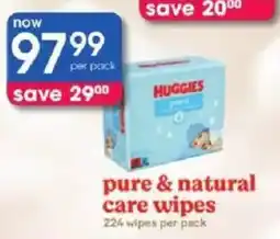 Clicks Huggies pure & natural care wipes offer