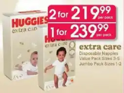 Clicks Huggies extra care Disposable Nappies offer