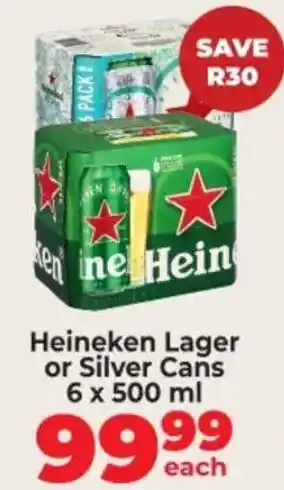Heineken Lager or Silver Cans