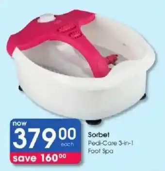 Clicks Sorbet Pedi-Care 3-in-1 Foot Spa offer