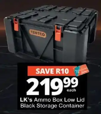 LK's Ammo Box Low Lid Black Storage Container
