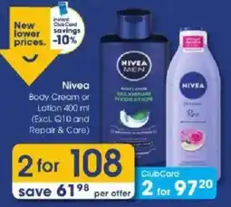 Clicks Nivea Body Cream or Lotion offer