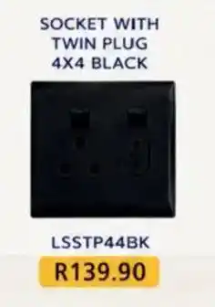 Laduma Hardware catalogue SOCKET WITH TWIN PLUG 4X4 BLACK offer