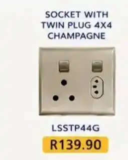 Laduma Hardware catalogue SOCKET WITH TWIN PLUG 4X4 CHAMPAGNE offer
