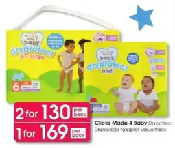 Clicks Clicks Made 4 Baby Dryprotect Disposable Nappies offer
