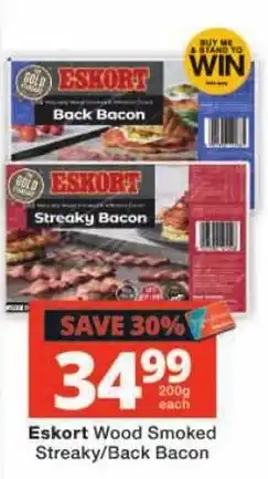 Checkers Eskort Wood Smoked Streaky/Back Bacon offer