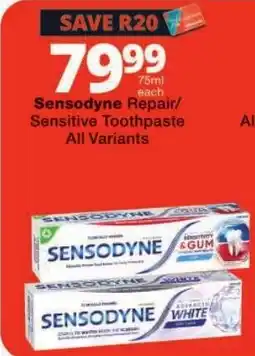 Checkers Sensodyne Repair/ Sensitive Toothpaste offer