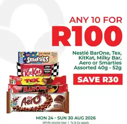 Food Lover's Market Nestlé BarOne, Tex, KitKat, Milky Bar, Aero or Smarties Assorted offer