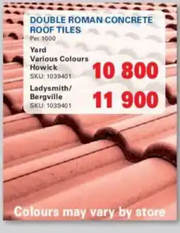 Cashbuild DOUBLE ROMAN CONCRETE ROOF TILES offer