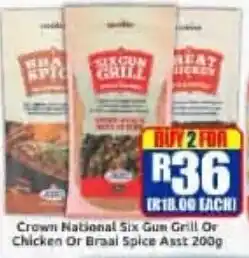 Crown National Six Gun Grill Or Chicken Or Braai Spice Assorted