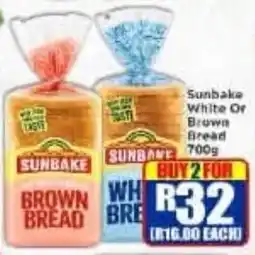 Three Star Cash and Carry Sunbake White Or Brown Bread offer