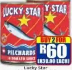Three Star Cash and Carry Lucky Star Pilchards in Tomato Sauce offer