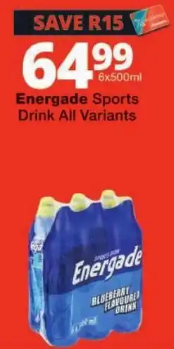 Checkers Energade Sports Drink All Variants offer