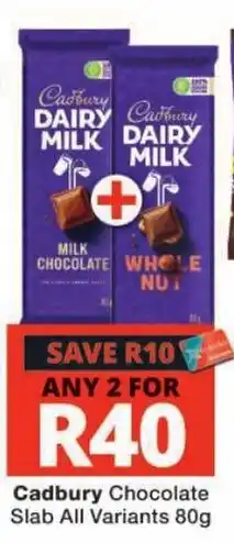 Checkers Cadbury Chocolate Slab All Variants offer