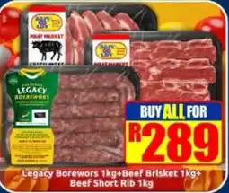 Three Star Cash and Carry Legacy Borewors Beef Brisket Beef Short Rib offer