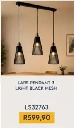 Laduma Hardware catalogue LARS PENDANT 3 LIGHT BLACK MESH offer