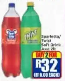 Three Star Cash and Carry Sparletta/Twist Soft Drink Assorted offer