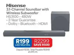 OK Furniture Hisense 3.1-Channel Soundbar with Wireless Subwoofer offer