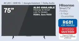OK Furniture Hisense 75" Smart TV offer