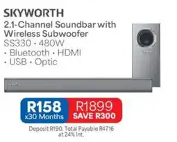 OK Furniture Skyworth 2.1-Channel Soundbar with Wireless Subwoofer offer