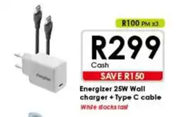 Chatz Connect Energizer 25W Wall charger + Type C cable offer