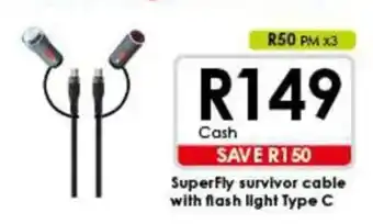 Chatz Connect SuperFly survivor cable with flash light Type C offer