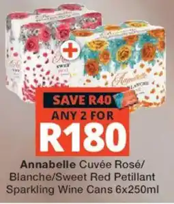 Checkers Liquor Shop Annabelle Cuvée Rosé/Blanche/Sweet Red Petillant Sparkling Wine Cans offer