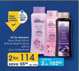Clicks Oh So Heavenly Body Wash 720 ml & Body Wash Foamer 600 ml offer