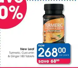 Clicks New Leaf Turmeric, Curcumin & Ginger 180 Tablets offer