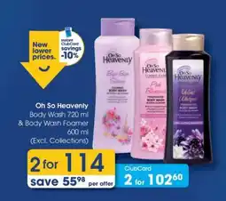 Clicks Oh So Heavenly Body Wash 720 ml & Body Wash Foamer 600 ml offer