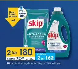 Clicks Skip Auto Washing Powder 2 kg or 1.5 Litre Liquid offer
