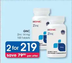 Clicks GNC Zinc 14 mg 100 Tablets offer