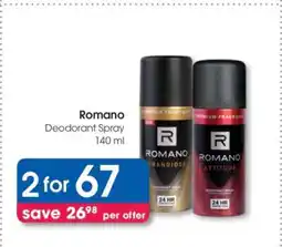 Clicks Romano Deodorant Spray 140 ml offer
