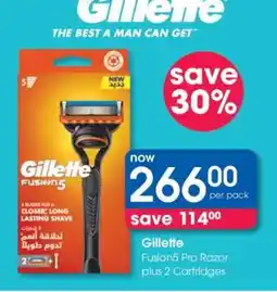Clicks Gillette Fusion5 Pro Razor plus 2 Cartridges offer