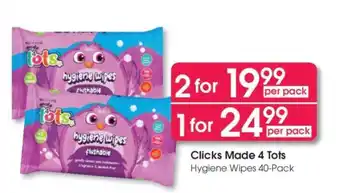 Clicks Clicks Made 4 Tots Hygiene Wipes 40-Pack offer