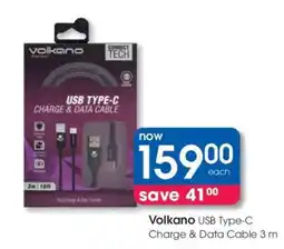 Clicks Volkano USB Type-C Charge & Data Cable 3 m offer