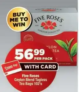 OK Foods Five Roses Ceylon Blend Tagless Tea Bags 102's offer