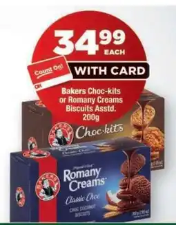 OK Foods Bakers Choc-kits or Romany Creams Biscuits Assorted offer