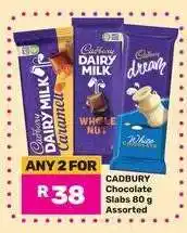 Game CADBURY Chocolate Slabs 80 g Assorted offer