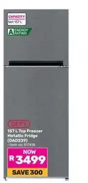Game DEFY 157 L Top Freezer Metallic Fridge (DAD239) offer