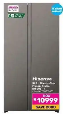 Game Hisense 543 L Side-by-Side Freezer Fridge (H680SIT) offer