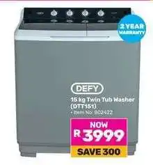 Game DEFY 15 kg Twin Tub Washer (DTT151) offer