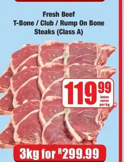 Boxer Fresh Beef T-Bone / Club / Rump On Bone Steaks (Class A) offer
